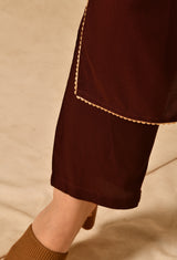 Wine Viscose Straight Kurta Set With Yoke Embroidery.