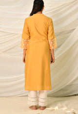 Mustard Pure Viscose Long Kurta Set With Pintucks