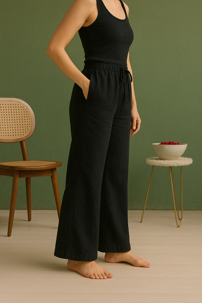Black straight fit Pant